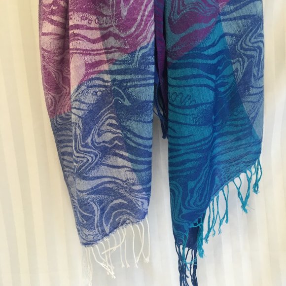 Women Gray Purple Blue 100% Pashmina Scarf Wrap Shawl Bohemian Cashmere Boho - Picture 5 of 12